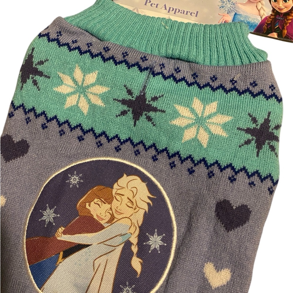 FROZEN Disney’s frozen NWT dog sweater periwinkle & aqua SZ Med - Picture 4 of 13